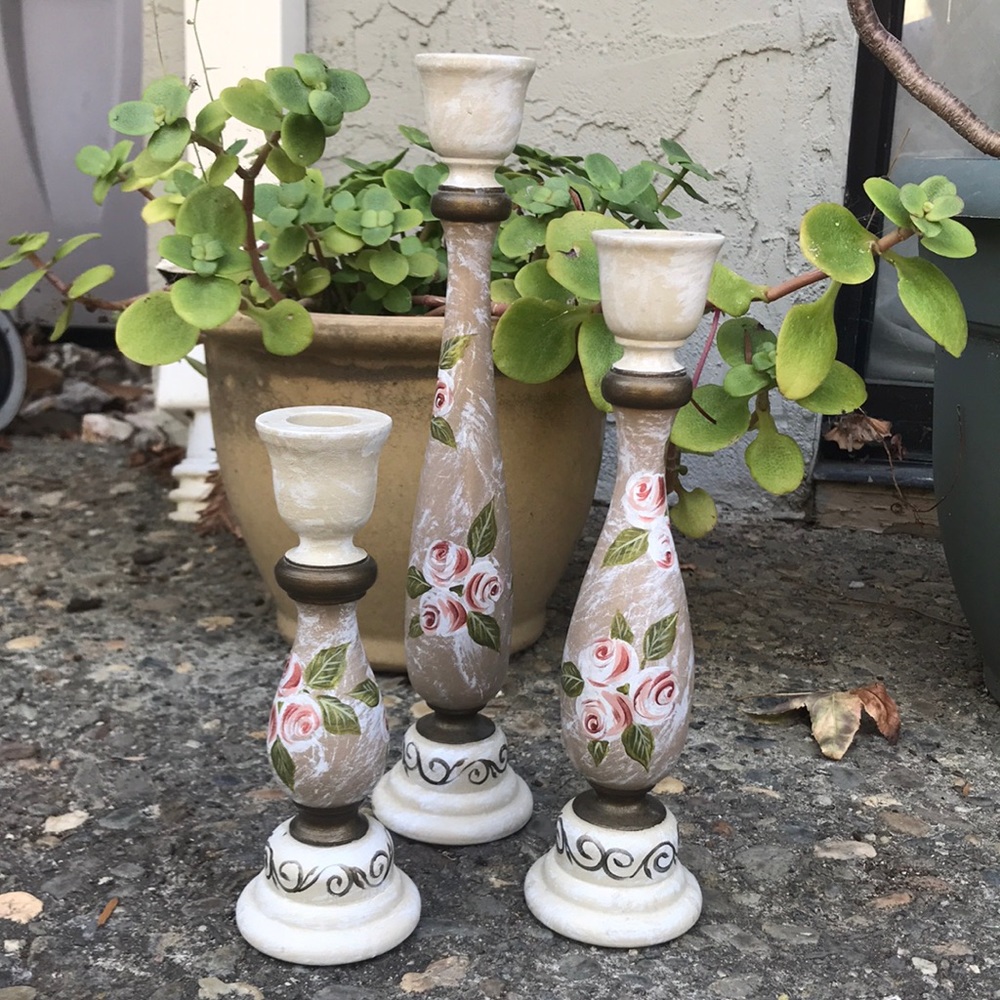 Vintage Anita Rosenberg hand painted candle holder